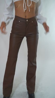 909 / High Street – Revice Trendy Brown Wide Leg Bottoms, Trendy Brown Bottoms, Brown Faux Leather Pants With Pockets, Trendy Brown Leather Pants With Pockets, High Rise Brown Pants For Fall, Trendy High Waist Leather Pants, High Rise Brown Cargo Pants, Brown Faux Leather Straight Leg Bottoms, Brown Faux Leather Bottoms With Belt Loops