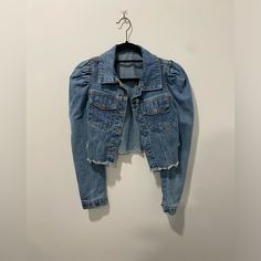 Jean Jacket, Cropped, With Puffy Sleeve. Bought From Amazon So Nwot Size M