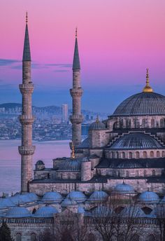 the blue mosque in turkey is one of the most beautiful places to see sunrises