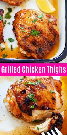 grilled chicken thighs with lemons and parsley