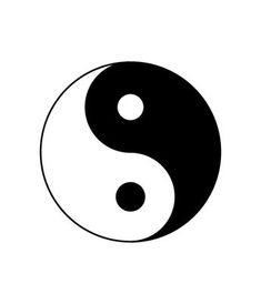 a black and white yin symbol on a white background