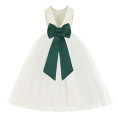 This gorgeous flower girl dress features a open back satin bodice with elegant tulle skirt. The waistline is delicately decorated with a removable satin tiebow. The elegant tulle skirt has 6 layers, top 3 layers are made of tulle. 4th is layer of soft satin, 5th layer is a netting attached to the 6th layer for additional fullness, the 6th layer is a satin lining to bring comfort to your little girl while wearing the dress. Size: size 14.  Color: Green.  Gender: female.  Age Group: toddler. Wedding Renewal Ideas 10 Year, Satin Flower Girl Dresses, Formal Photoshoot, Photoshoot Birthday, Wedding Renewal, Renewal Wedding, Satin Flower Girl Dress, Ivory Flower Girl Dresses, White Flower Girl Dresses