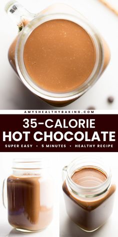 A Christmas beverage recipe with only 35 calories! This easy holiday drink is also gluten free, sugar free, and clean eating. Sweet and creamy with a fun flavor option, this low calorie hot chocolate is perfect on a chilly day! Low Cal Hot Chocolate Recipe, Calorie Free Drinks, Sugar Free Hot Cocoa Mix Recipe Dry, Healthier Hot Chocolate Recipe, Protein Hot Cocoa, Homemade Sugar Free Hot Chocolate, Low Sugar Hot Chocolate Recipe, Diet Hot Chocolate Recipe, Low Calorie Christmas Recipes