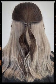 Hair Color Idea Brown Hair With White Peekaboo, White Peekaboo Hair, Two Tone Hairstyle, Brown Hair Underneath