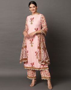 Peach Kurta Palazzo Set Block Printed Kurta, Palazzo Dress, Kurta And Palazzo, Kurta Palazzo Set, Bride Hairstyle, Indian Bride Hairstyle