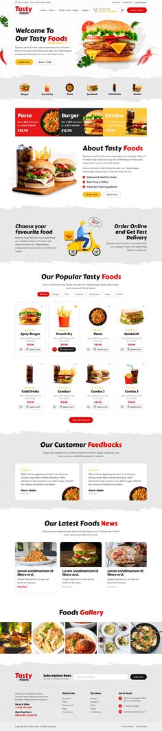 Tasty Foods - Fast Food Restaurant Figma Web Template Figma Web Design Template, Food Web Design Inspiration, Webpage Design Layout, Restaurant Website Design, Quick Bites, Instagram Branding Design, Food Ad