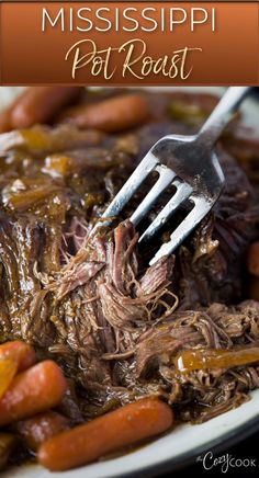 pot roast with carrots Mississippi Pot Roast Recipe, Mississippi Roast Recipe, Crockpot Pot Roast, Easy Pot Roast, Mississippi Pot, Best Pot Roast, Mississippi Roast, Pot Roast Recipe