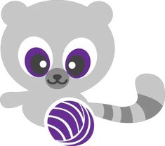 a cartoon raccoon playing with a ball of yarn