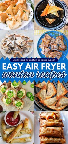 Looking for easy finger food ideas? These Wonton Air Fryer Recipes are a great option! These air fryer recipes include almond cream cheese wontons, veggie wonton rolls, caramel apple rolls, and more! Pin these quick and easy dinner ideas! Air Fry Wonton Recipes, Eggroll Wrapper Recipes Air Fryer, Wonton Wrapper Air Fryer Recipes, Air Fryer Game Day Food, Wonton Ideas, Air Fry Wontons, Air Fryer Chicken Wonton Recipes, Air Fryer Caramel Apple Wontons, Wonton Air Fryer Recipes