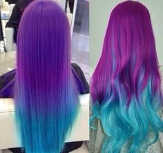 🎀@alejandra25_castillo instagram 💋❤️💜 followme! Colored Hairstyles, Mermaid Hair Color, Purple Ombre Hair, Cute Hair Colors, Purple Highlights, Pretty Hair Color, Ombre Hair Color, Hair Dye Colors, Mermaid Hair