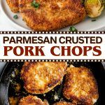 the cover of parmesan crusted pork chops