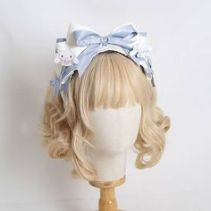 Option: Bow Lace plaid Handmade bear headband. Cinnamoroll Headband, Bear Headband, Pink Academia, Vtuber Model, Cute School Stationary, Kawaii Diy, Cosplay Hair, Hair Ribbon, Lace Headbands