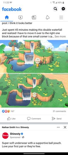 two screenshots showing the same cartoon character on facebook, one with an image of a