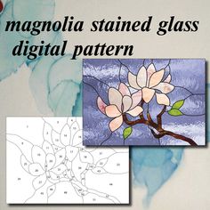 the instructions for stained glass flowers are shown in three different styles and sizes, including one with