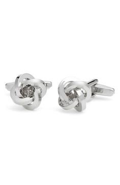 Eye-catching design makes these charming cuff links a fine finishing touch for those with discerning taste. Silvertone plate Imported Black Owned/Founded Elegant Adjustable Silver Cufflinks, Modern Silver Cufflinks For Wedding, Modern Silver Wedding Cufflinks, Cuff Links, Cufflinks, Knot, Mens Jewelry, Silver Tone, Nordstrom