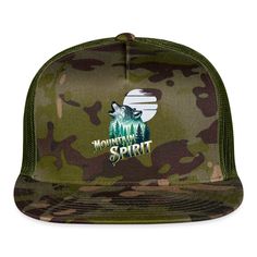 Trucker Hat, 47% Cotton/28% Nylon/25% Polyester | Brand: Yupoong Trucker Baseball Cap For Camping, One Size, Camo Trucker Hat, Multicam Black, Outdoor Adventure Gear, Green Military Snapback Trucker Hat, Military Camouflage Trucker Hat For Outdoor, Military Camouflage Trucker Hat For Sports, Spirit Clothing, Wolf Moon