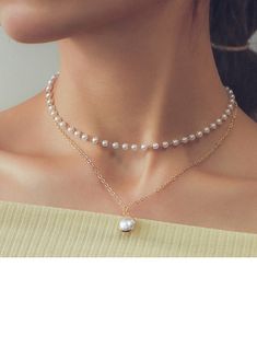 JJ's House Necklaces Wedding 1 PC Layer Necklace Alloy Imitation Pearls Pearl 17.72\"(Approx.45cm) 0.98\"(Approx.2.5cm) Gold Silver Wedding & Party Jewelry. #JJ's House #Necklaces #Wedding #1PC #LayerNecklace #Alloy #ImitationPearls #Pearl #Gold #Silver #Wedding&PartyJewelry Cheap Layered Pearl Chain Necklace For Gift, Coquette Diy, Layers Necklace, Pearl Necklace And Earrings, Necklaces Wedding, Pearl Necklace Wedding, Layer Necklace, Wedding Party Jewelry, Pearl Choker