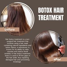 Hair botox treatment is a non-surgical hair treatment that involves using a hair mask containing natural ingredients and botox. Hair Botox Treatment, Botox Hair, Coffee Hair, Repair Damaged Hair, Hair Color Underneath, Facial Wrinkles, Keratin Hair, Keratin Treatment