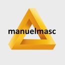 the logo for manuel masc's website, which has been changed to include yellow triangles