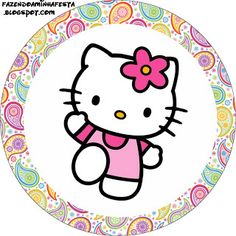 the hello kitty wallpaper is pink and has a bow in it's hair