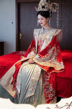 New Design Traditional Han Dynasty Wedding Bridal Gown 韩妃 - Etsy Chinese Wedding Dress Traditional, Chinese Bride, Red Qipao, Traditional Chinese Wedding, Modern Cheongsam, Chinese Wedding Dress, China Clothes, Chinese Wedding, Formal Dresses For Weddings