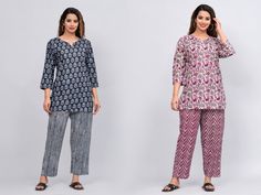 - Item Details :- White Blue Printed Pure Cotton Night Dress Set For Women Cotton Kurti For Women * White Blue Kurti * Pajamas have Pockets too * Ethnic motifs printed * Keyhole neck, three-quarter, regular sleeves * Pure Cotton - Materials Used To Make This Top :- * Kurti Fabric : 100% Pure Cotton * Pyjama Fabric : 100% Pure Cotton - Fabric Care :- Machine Wash in cold water (30 degree C or low) to avoid shrinkage. Line-dry in shade to avoid yellowing. For whites, wash with non-chlorine bleach Kurti Pajama For Women, Night Dress For Women Pajama, Printed Relaxed Fit Sets For Home, Matching Sets For Pajama Party, Printed Sets With Relaxed Fit, Printed Relaxed Fit Sets, Matching Relaxed Fit Loungewear Sets, Relaxed Fit Matching Loungewear Sets, Cotton Kurti For Women