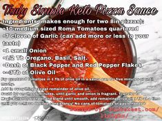 a recipe for homemade pizza sauce in a pan