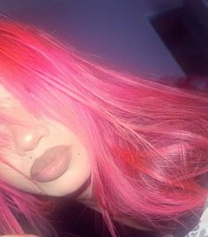 :p Pink Bob With Bangs, Pink Dyed Hair, Hair Baddie, Bright Pink Hair, Hot Pink Hair, Makeup Board, Spring Hair Color, Pink Highlights, Bob With Bangs