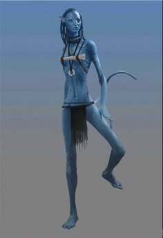 an alien woman is standing in the air with her hands on her hips and eyes closed