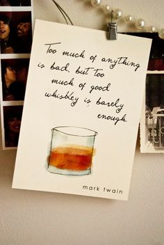 a card with an image of a glass on it and a quote from mark twain