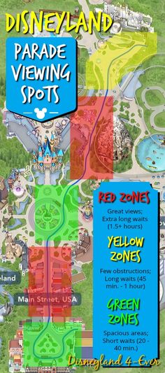 the map for disneyland's paradise viewing spots