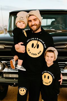 Matching fam sets for the Entire fam. I'm not like a regular Dad I'm a Cool dad black sweats. Runs TTS so please size up if you want a more oversized fit. Young Mom Outfits, Young Mom Style, Smiley Hoodie, Mom And Son Outfits, Cool Mom Style, Parenting Photos, Trendy Mom Outfits, Luanna Perez, Matching Sweats