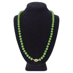 Jade 14k Gold Beaded Necklace | From a unique collection of vintage Beaded Necklaces at https://www.1stdibs.com/jewelry/necklaces/beaded-necklaces/. Luxury Round Bead Jade Jewelry, Prada Blouse, Imperial Jade, Bottega Veneta Handbag, Gold Beaded Necklace, Jade Bead Necklace, Gucci Jewelry, Vintage Beads Necklace, Gold Bead Necklace