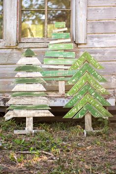 Kalalou Recycled Wooden Christmas Trees With Stands - Set Of 3 | Holiday | CGU2236 | Modishstore Pallet Christmas Tree, Rustic Holiday Decor, Pallet Christmas, Wooden Christmas Tree, Christmas Wood Crafts, Rustic Holiday, Rustic Christmas Tree, Wooden Christmas Trees, Wooden Tree