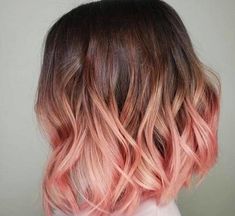 Ombre Hair Ideas, Pink Ombre Hair, Short Ombre, Short Ombre Hair, Peach Hair, Hair Color Streaks, Ombré Hair, Short Hair Balayage, Short Hair Color