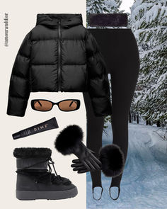 Après-Ski Outfit Idea ❄️🤍 Apres ski clothing, skiing outfit, winter outfits, winter wear, holiday outfit, cold weather outfits, Aspen, Vail, Stowe, snow jacket, winter jacket, Moon Boots, snow boots, sweater, layering, faux fur gloves, headband, faux fur headband Faux Fur Headband, Fur Gloves, Fur Headband, Sweater Layering