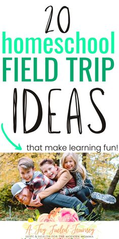 two kids are sitting on top of each other with the text 20 homeschool field trip ideas that make learning fun