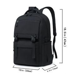 Photos Nylon School Bag, Functional Black Bag For Study, Functional Black Backpack For Study, Solid Rectangular Backpack For Students, Rectangular Backpack For Students, Black Backpack With Zipper Closure For Study, Rectangular Solid Color Backpack For Students, Student Laptop Backpack With Zipper Closure, Functional Backpack For Study With Zipper Closure