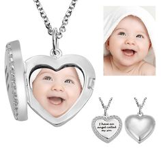 This flip heart shaped photo necklace is very suitable as a birthday or any special holiday's gift. It not only can retain the moments and memories or precious photos that touch you, but also customize any sentence you like or what you want to say to yourself or her/him to make it unique! Handwriting Necklace Custom, Birthstone Necklace Mothers, Personalised Wedding Ring Boxes, Personalized Wedding Rings, Dainty Initial Necklace, Handwriting Necklace, Heart Photo, Photo Locket Necklace, Photo Necklace