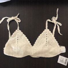 Brand New Never Worn With Tags. Has Some Very Small Stains Pictured That Will Probably Wash Out. Looks Like It Might Be Makeup. Crochet Bra Top, Crochet Bra, Bra Top, Cream White, Bra Tops, Women's Intimates, Brand New, Bra, Cream