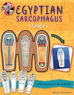 egyptian sarcophagus craft book with instructions and pictures on the front cover,