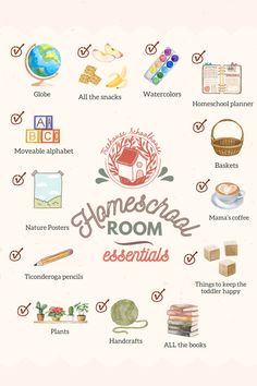 the home decor essentials list is shown in this graphic style, with many different things to