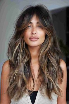 25 Long Layered Hairstyles with Curtain Bangs You'll Want to Try Now Framing Face Layers Long Hair, Face Layers Long Hair, Long Layers And Curtain Bangs, Layers And Curtain Bangs, Hairstyles With Curtain Bangs, Long Layered Hairstyles, Layered Hairstyles, Blending Gray Hair, Long Layered Haircuts