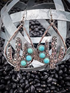 Western Cactus Teardrop Dangle Earrings * Lead Free and Nickle Free *2in by 1in * Western punchy rodeo earring Horse Supplies, Horse Accessories, Teardrop Dangle Earrings, Western Outfits, Western Wear, Rodeo, Cactus, Dangle Earrings, Horses