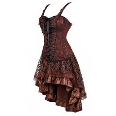 IMPOSE YOUR IDENTITY WITH THIS STEAMPUNK DRESS. WE ADVISE YOU TO WEAR IT WITH A STEAMPUNK MINI HAT AND A POCKET WATCH. Features and size chart: 2 pieces dress: 1x corset + 1x skirt Material: jacquard, polyester Size friendly Don't forget to check the Size Guide. The garment is relatively small, so our team recommends 1 size up. Introducing our extraordinary Time Traveler Steampunk dress, a mesmerizing blend of Victorian elegance and retro-futuristic charm. This enchanting ensemble features a ric Steampunk Sleeveless Corset Dress For Halloween, Steampunk Fitted Sleeveless Dress, Fitted Sleeveless Steampunk Dress, Steampunk Sleeveless Dress For Party, Steampunk Sleeveless Party Dress, Steampunk Sleeveless Corset Dress For Alternative Fashion, Steampunk Style Fitted Festival Dress, Steampunk Fitted Festival Dress, Fitted Steampunk Festival Dresses