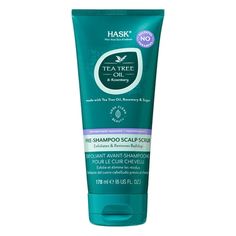 This sugar-based scrub with tea tree oil and rosemary gently exfoliates the scalp to remove dry flakes, excess oil and product buildup. Hypoallergenic & dermatologist approved, this hair scrub provides soothing relief to a dry, itchy scalp, leaving it feeling clean, healthy and refreshed. HASK offers products that are kind to you, kind to the planet and kind to all. Free of: sulfates, parabens, silicones, phthalates, gluten, drying alcohol & artificial colors HASK Clean Beauty | Cruelty-free | Vegan Formula | 0% Sulfates & Parabens Size: 6oz.  Color: Green. Shea Butter Hair, Tea Tree Shampoo, Dry Itchy Scalp, Hair Scrub, Natural Conditioner, Scalp Serum, Hair Therapy, Scalp Shampoo, Scalp Scrub