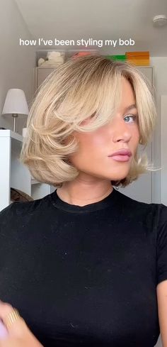 short hairstyle, short haircut for women, bob haircut, bob hairstyle, long bob, textured bob, layered bob, bob hairstyles Kate Moss Bob Haircut, Layered Bob Styling, Very Short Hair With Layers, Bob Haircut Layered Short, Bouncy Blonde Bob, Bob Hair Blowout, Layered Bob Side Bangs, French Bob Blonde Short Hair, Layered Bob Blowout