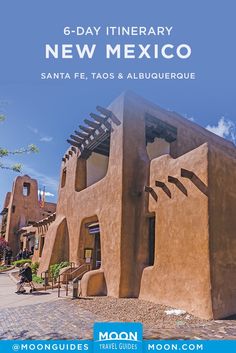 the moon guides travel guide features an adobe - style building in santa fe, taos and albuque