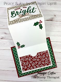 a christmas card made with stampin's holly and snowflakes from the stamp shop