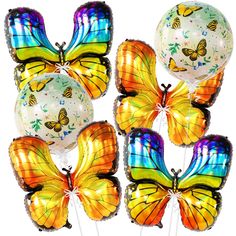 PRICES MAY VARY. 🦋 PACK OF 6 | MAGICAL RAINBOW BUTTERFLY THEME PARTY : Create a dreamy and fairy tale theme butterfly birthday decorations for your princess with these beautiful monarch butterfly balloons, Pack Of 6 with mainly designed around butterfly shaped and realistic details that will not only light up your theme party, also can be regarded as photography background and props for you to take selfies with your family and friends, make attractive with this blue and yellow butterfly balloon Wild One Birthday Party Decorations, Butterfly Birthday Decorations, Butterfly Balloon, Butterfly Theme Party, Butterfly Party Decorations, Butterfly Balloons, Wild One Birthday Party, First Birthday Party Decorations, Butterfly Party